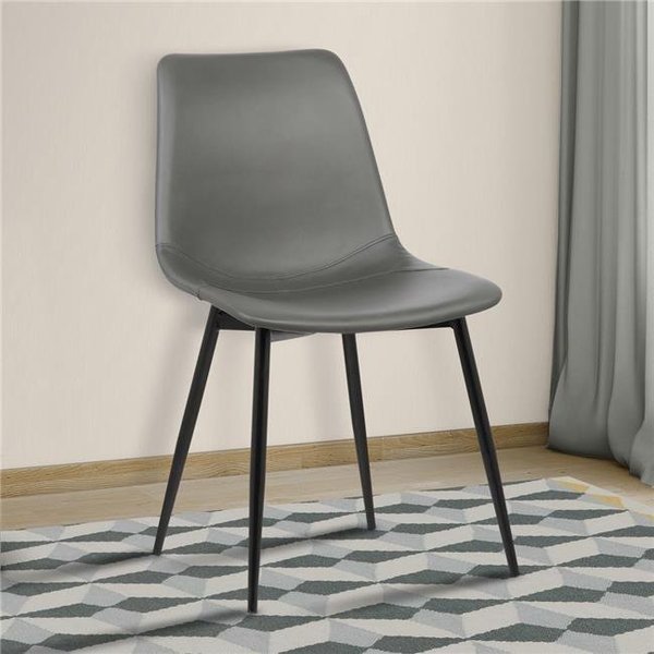 Armen Living Armen Living LCMOCHGREY Monte Contemporary Dining Chair in Gray Faux Leather with Black Powder Coated Metal Legs LCMOCHGREY